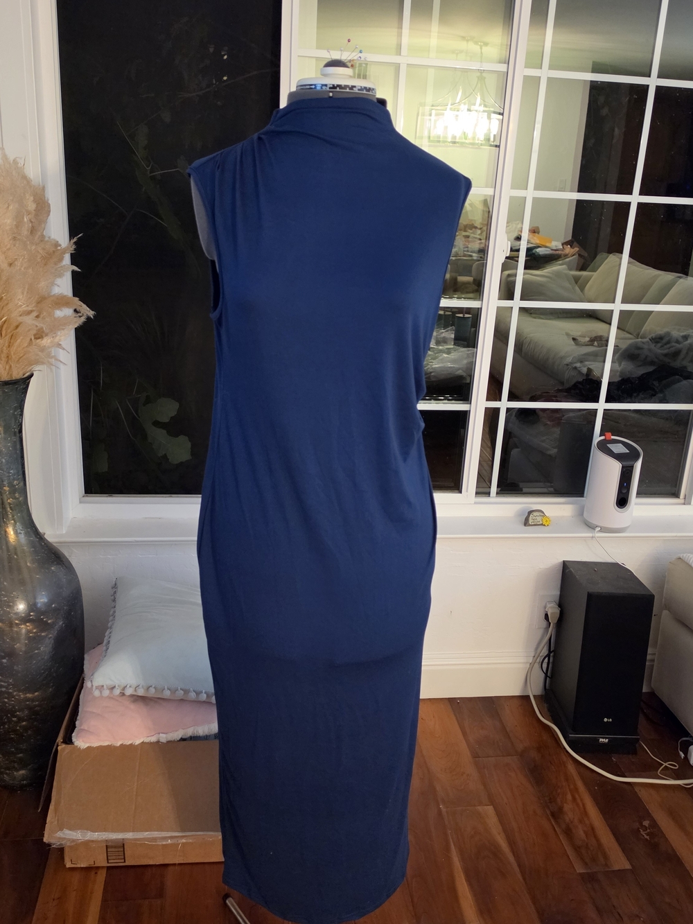 Sleeveless Navy Midi Dress - Classic Shift Style